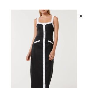 Ever New Button Front  Linen Midi Dress, Size 4